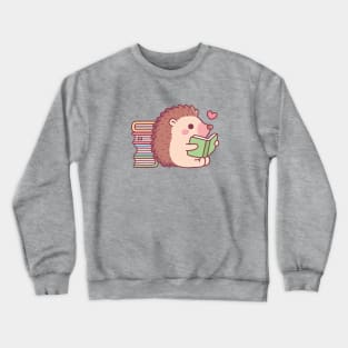 Cute Hedgehog Reading A Book Crewneck Sweatshirt